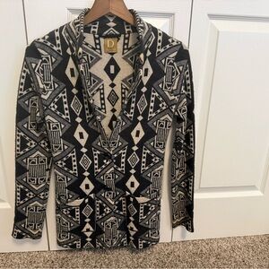 Geometric Black and Cream Blazer